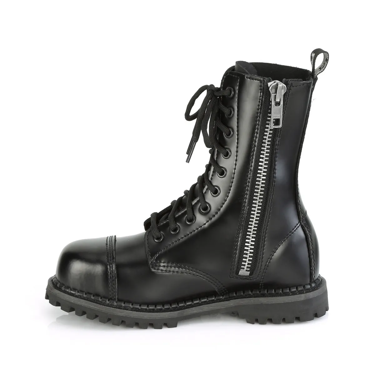 10 Eyelet RIOT-10 Black Leather