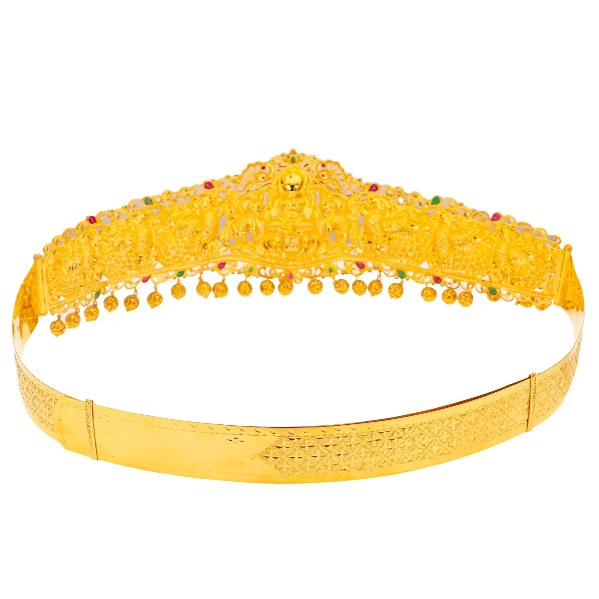 22K Yellow Gold & Gemstone Laxmi Vaddanam Belt (214.9gm)