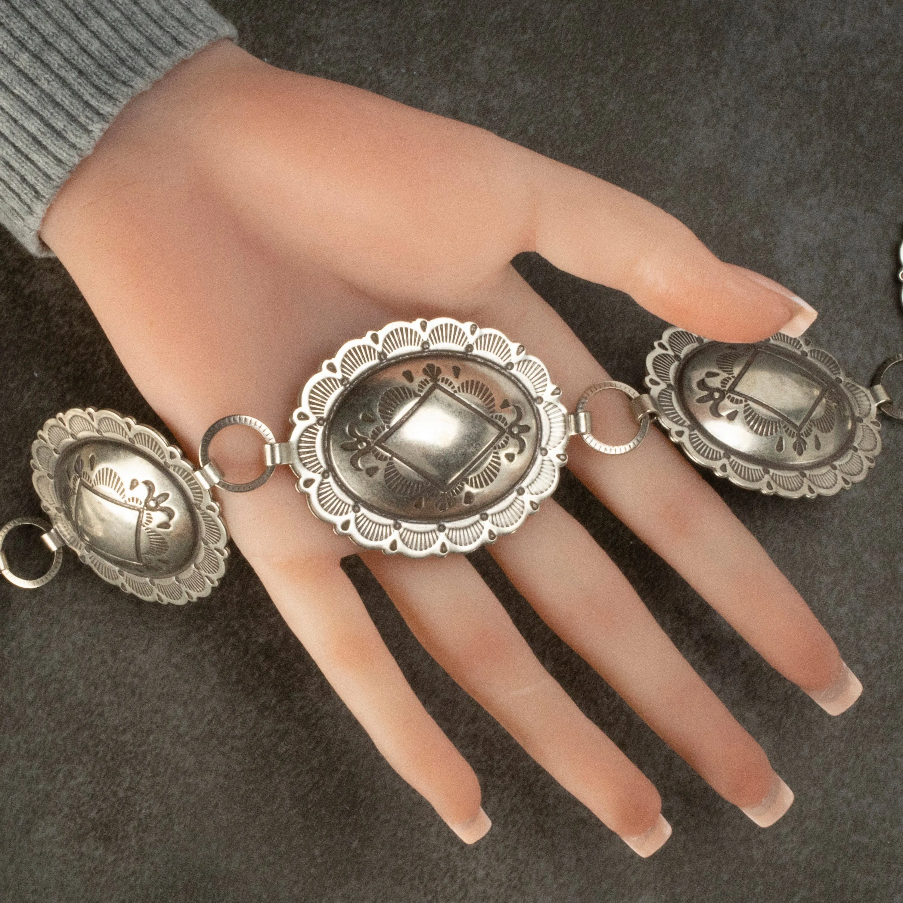 42 Oval Nickel Silver Concho Belt