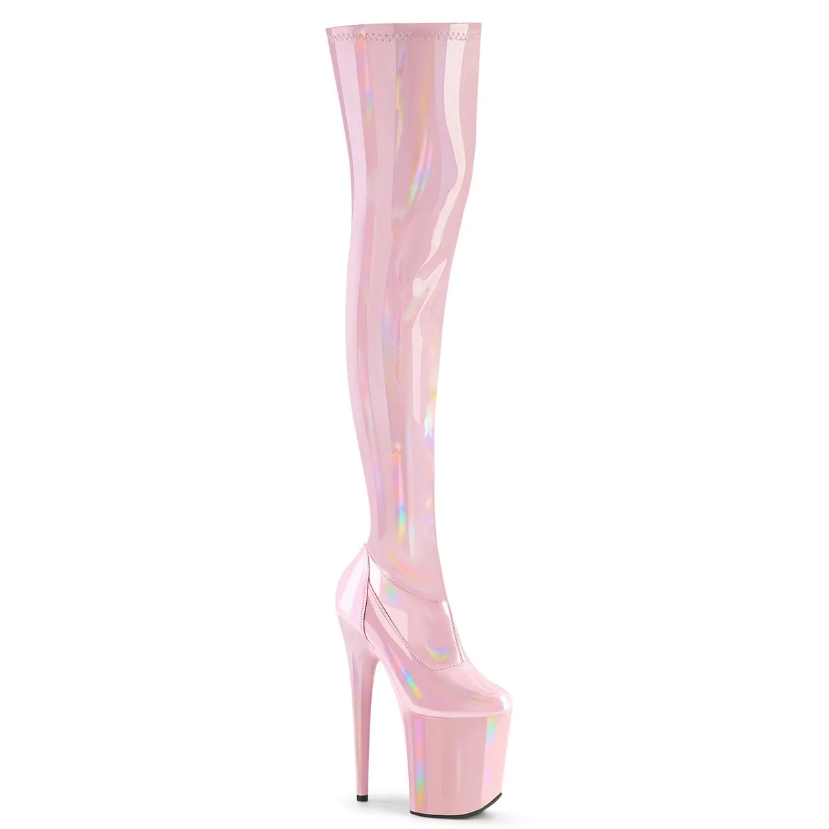 8 Inch Heel FLAMINGO-3000HWR Baby Pink Holo