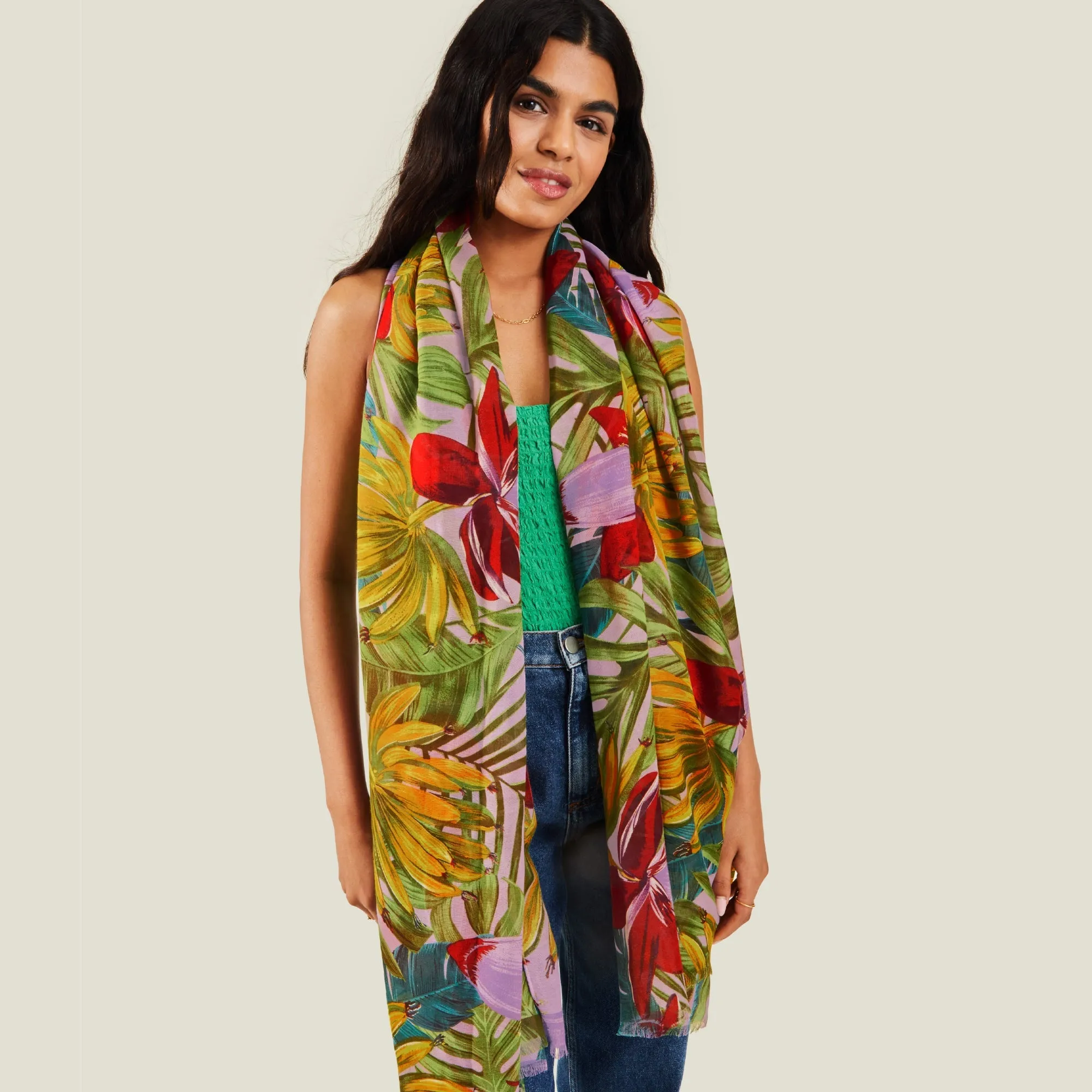 Accessorize London Women's Multi Tropical Print Scarf