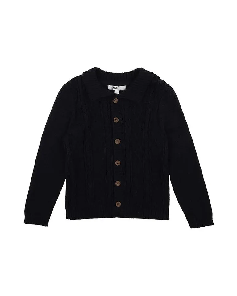 ALBERT NAVY CABLE KNITTED CARDIGAN 3-7YRS