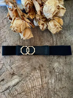 Arianna Stretch belt - Black/Gold