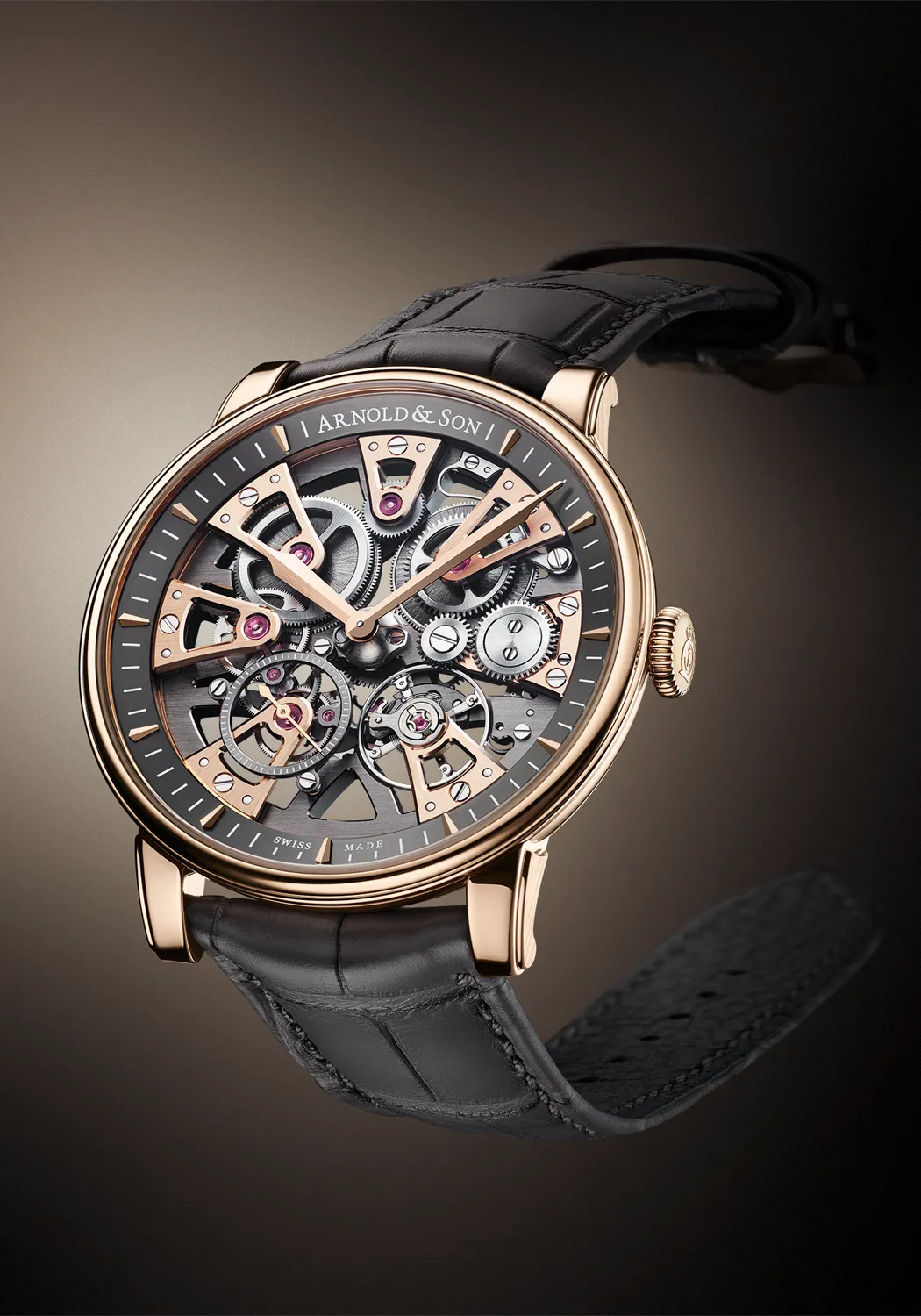 Arnold & Son Nebula 41.5 Gold on Strap | LE88