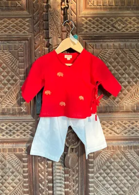 Baby Angrakha Set - Hathi Red