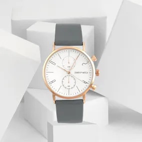 Bangkok White Dial Grey PU Strap Watch