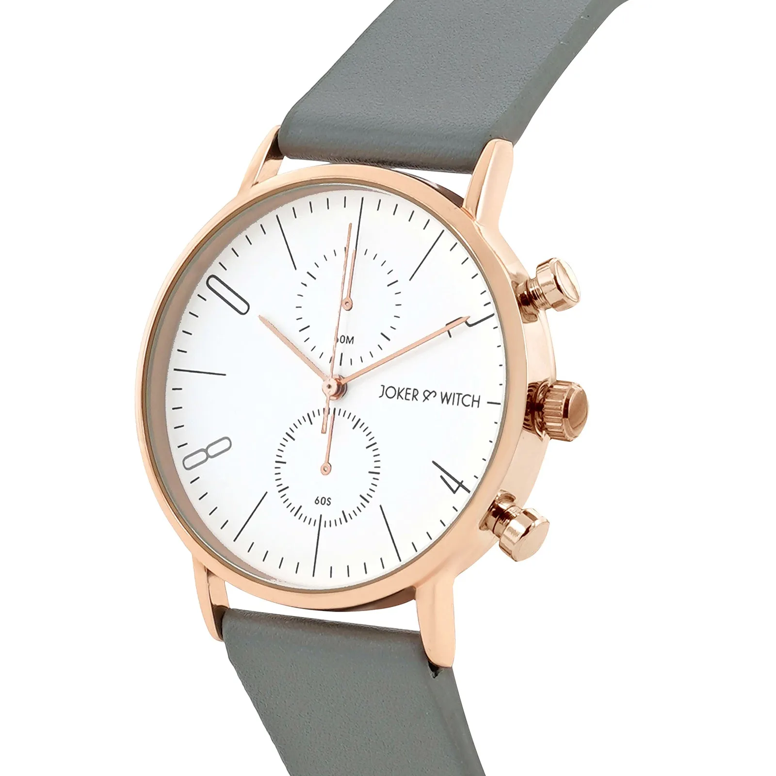 Bangkok White Dial Grey PU Strap Watch