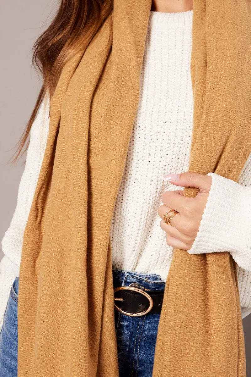 Beige Tassel Scarf