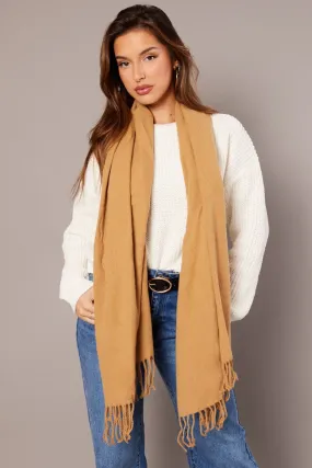 Beige Tassel Scarf