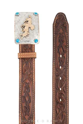 Belt, A Vintage, Western, Bulldoggers, Turquoise, Vintage ‘70s, 502