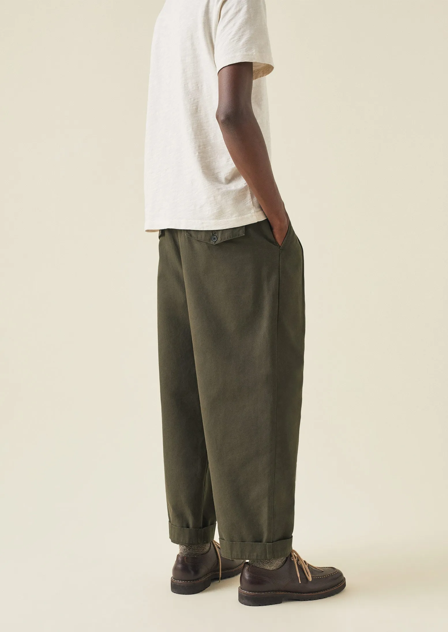 Bill Cotton Wide Leg Pants | Dark Olive