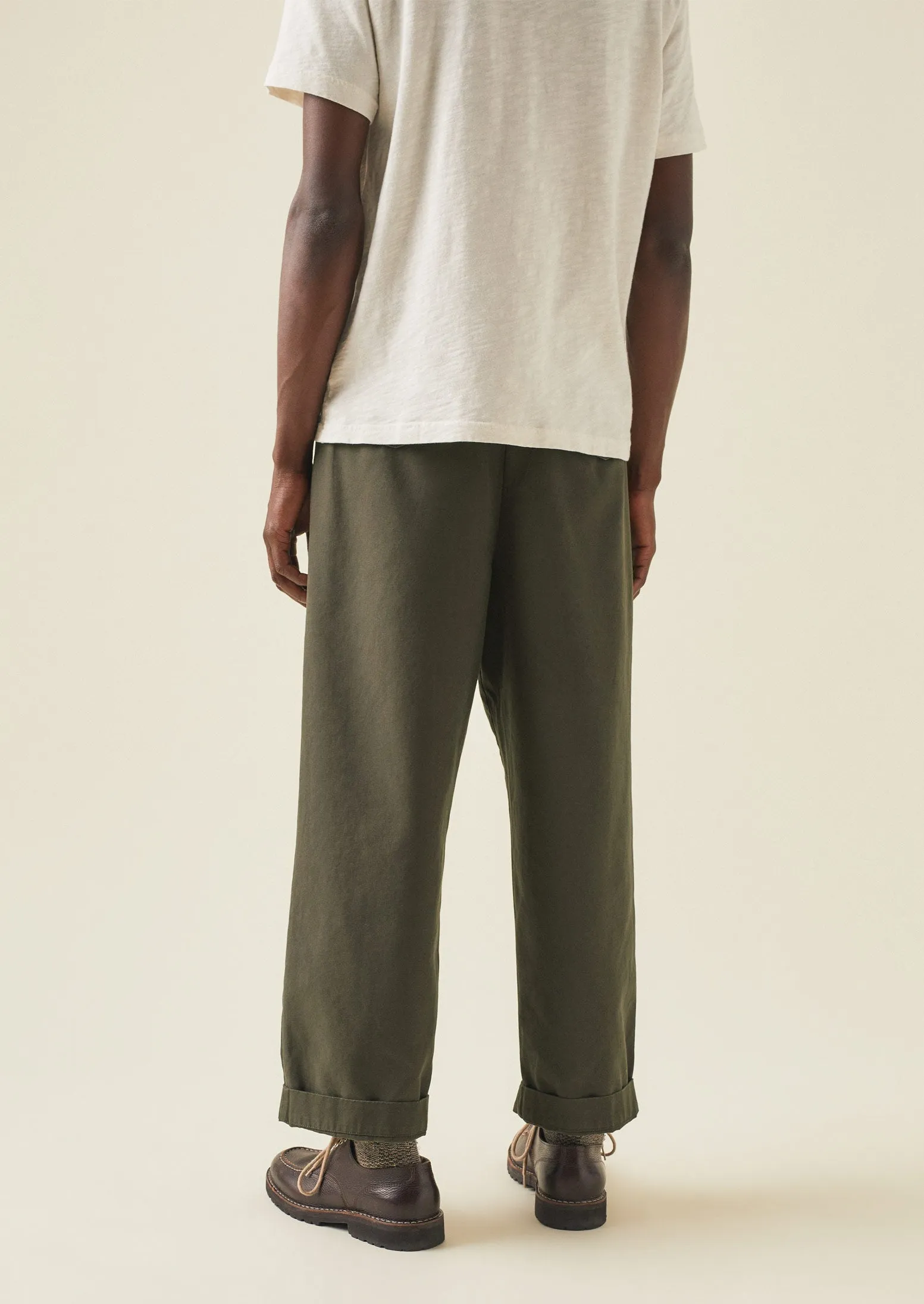 Bill Cotton Wide Leg Pants | Dark Olive