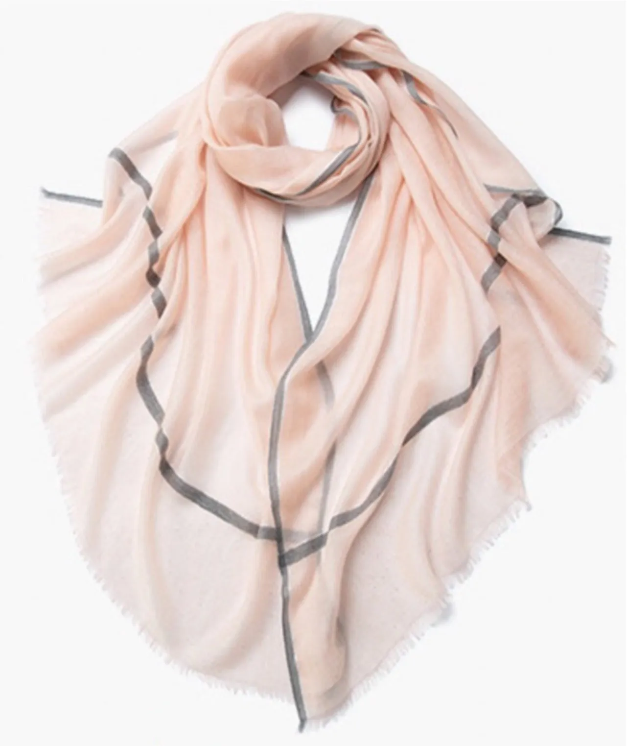 Camille Cashmere Shawl Blush and Grey