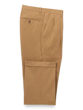 Classic Fit Cotton Stretch Twill Pleated Pants - Copper