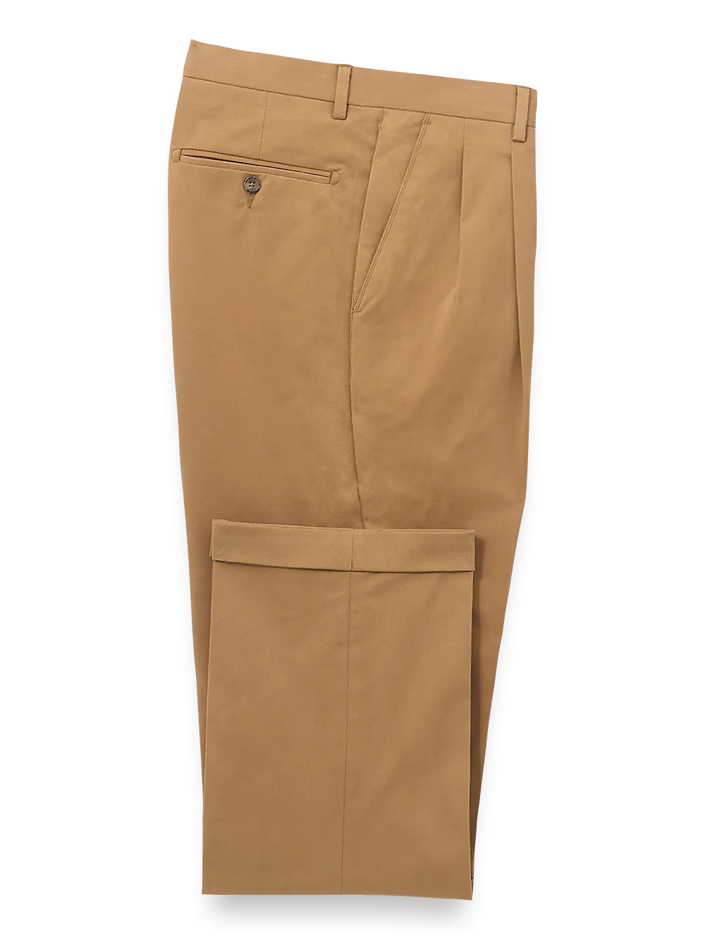 Classic Fit Cotton Stretch Twill Pleated Pants - Copper