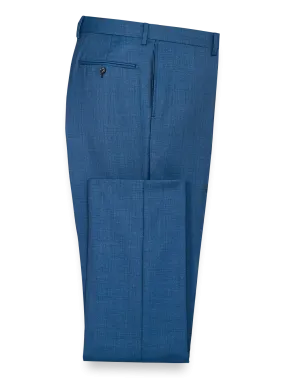 Classic Fit Sharkskin Flat Front Suit Pants - Slate Blue