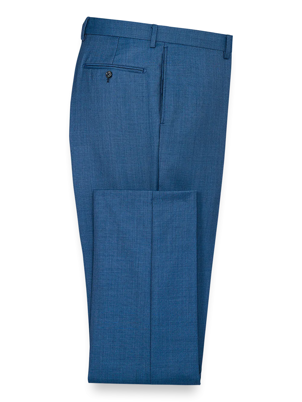 Classic Fit Sharkskin Flat Front Suit Pants - Slate Blue