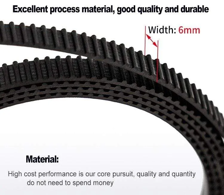 CREASEE Synchronous Bel For 3D Printer Black Rubber 2GT 6mm Timing Belt X Y Axis Belt for Printer  50mm 100mm Printer 3dParts