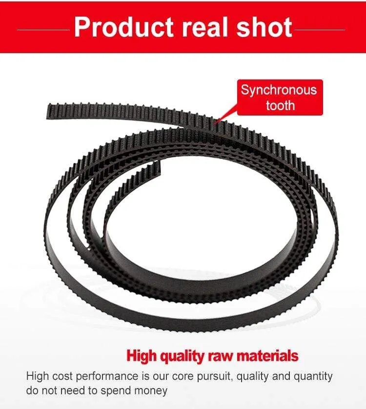 CREASEE Synchronous Bel For 3D Printer Black Rubber 2GT 6mm Timing Belt X Y Axis Belt for Printer  50mm 100mm Printer 3dParts