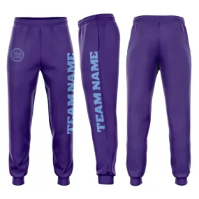 Custom Purple Light Blue Fleece Jogger Sweatpants