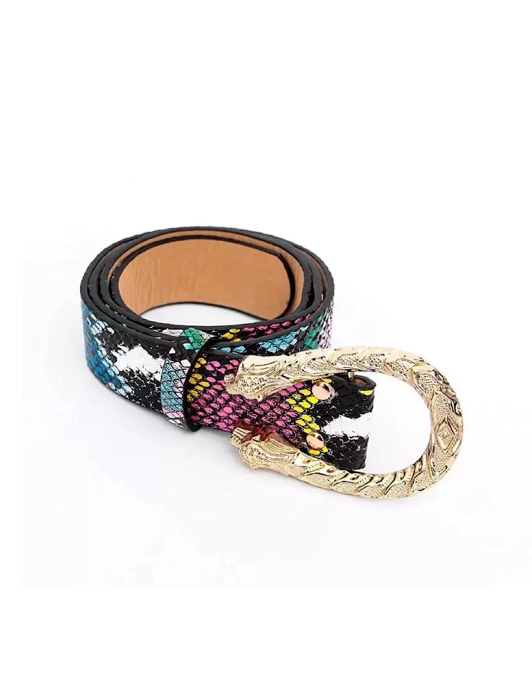 Faux Snake Leather Multi Color Belt