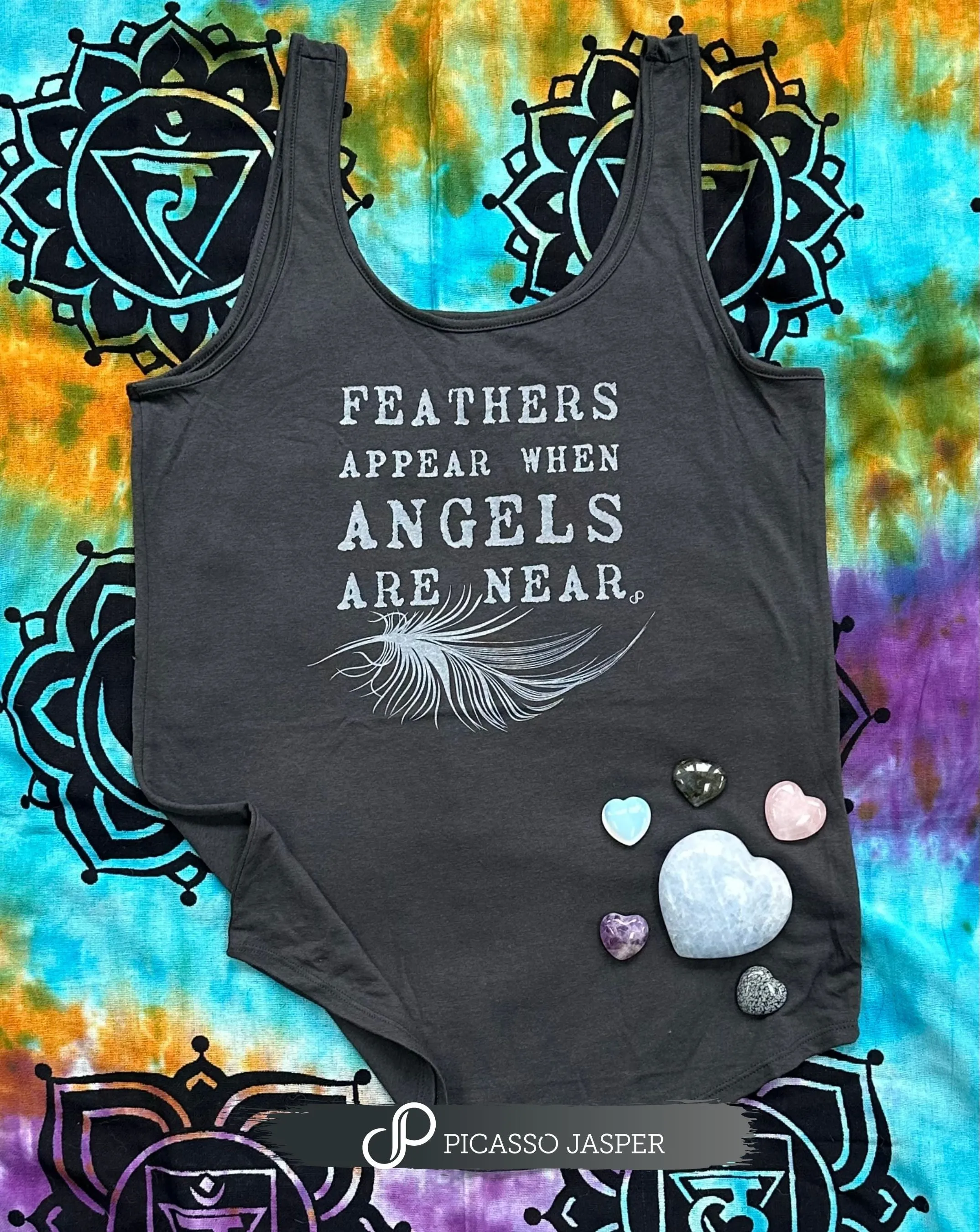 Feathers Appear When Angels Are Near, Grey Tank   Lavender Feather Pant Bundle