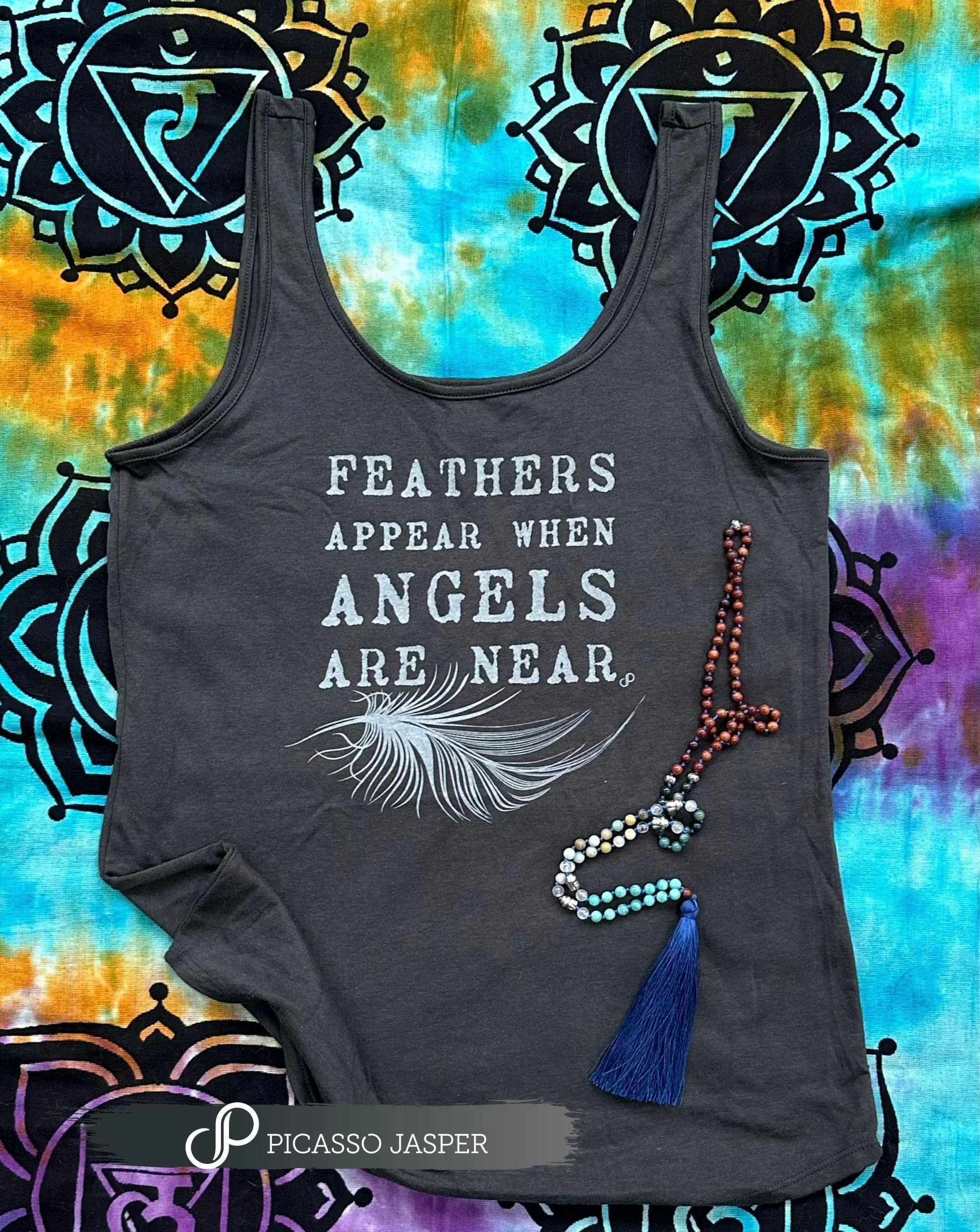 Feathers Appear When Angels Are Near, Grey Tank   Lavender Feather Pant Bundle