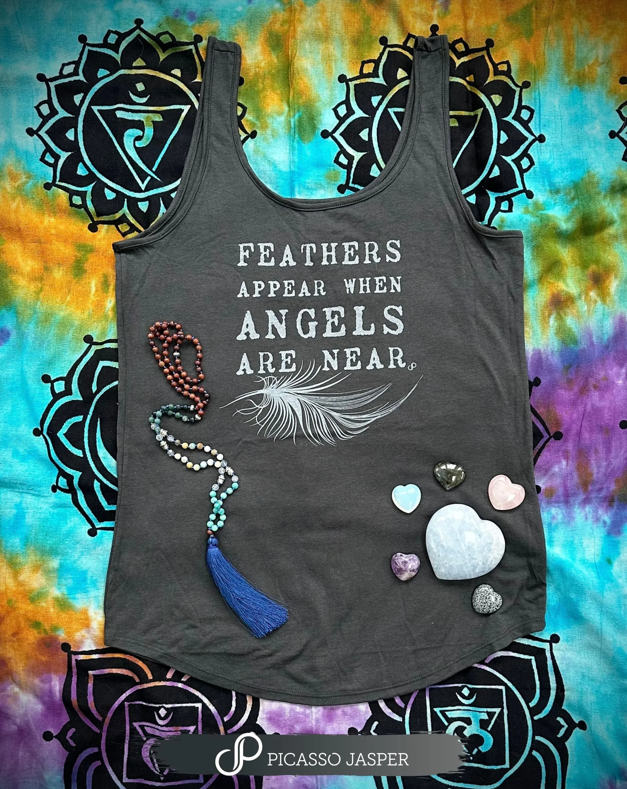 Feathers Appear When Angels Are Near, Grey Tank   Lavender Feather Pant Bundle