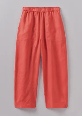 Garment Dyed Lightweight Linen Barrel Leg Pants | Poppy Red