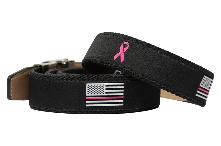 Hampton Black Pink Ribbon, 1 3/8 Strap, Golf Ribbon Belt