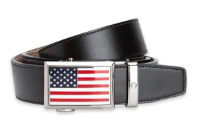 Heritage USA Flag Black 1 3/8 Strap, Dress Belt