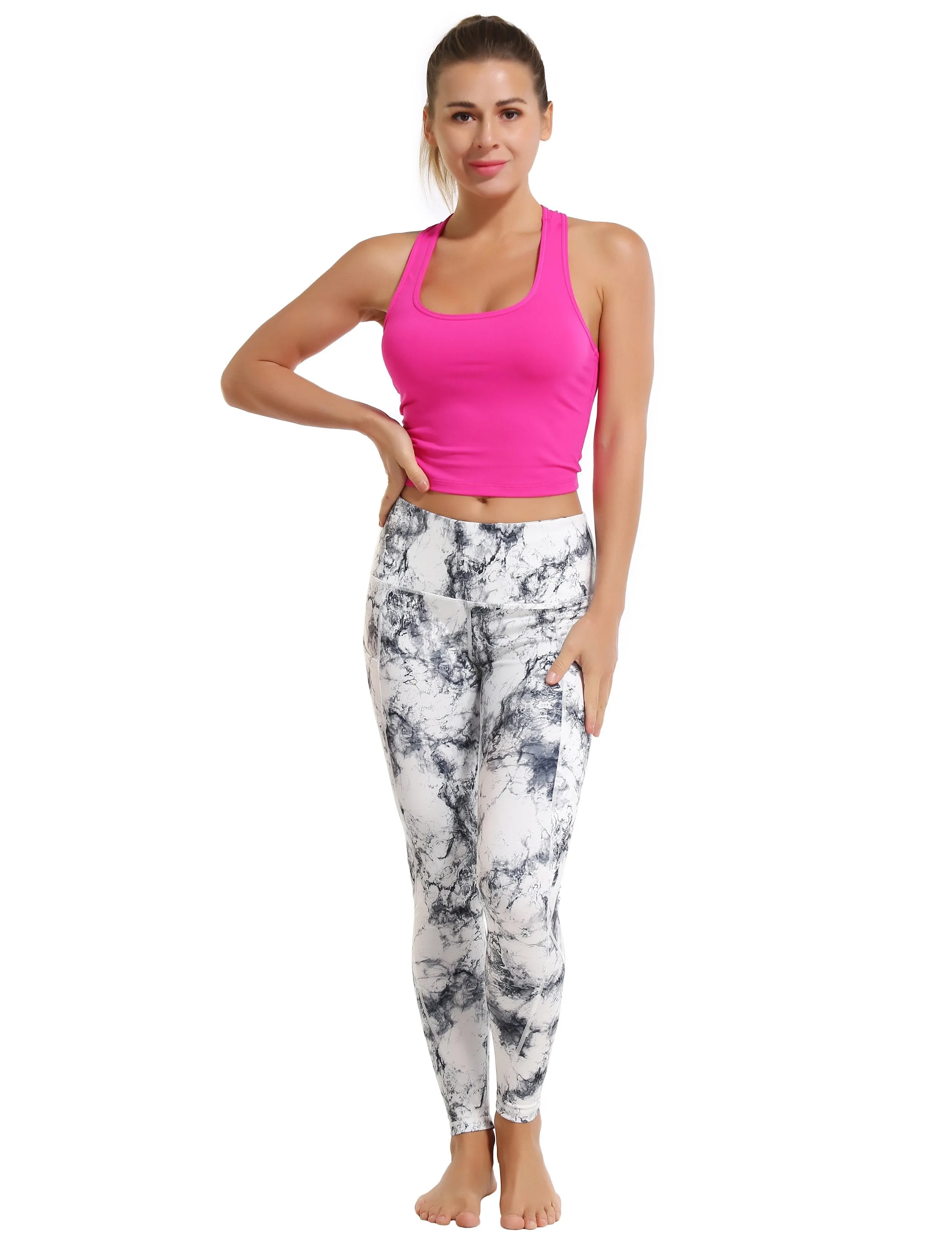 High Waist Side Pockets Yoga Pants arabescato ins