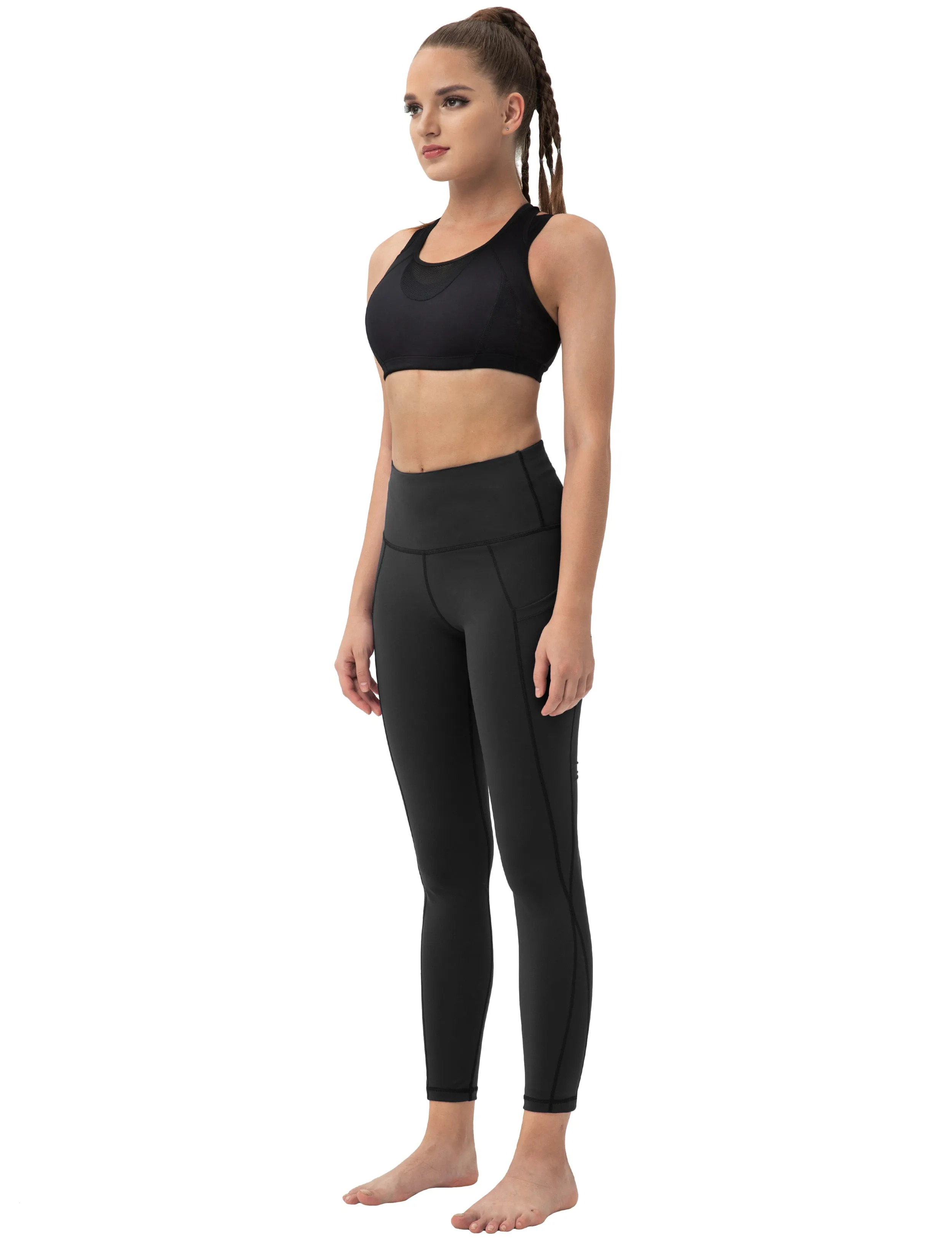 High Waist Side Pockets Yoga Pants black