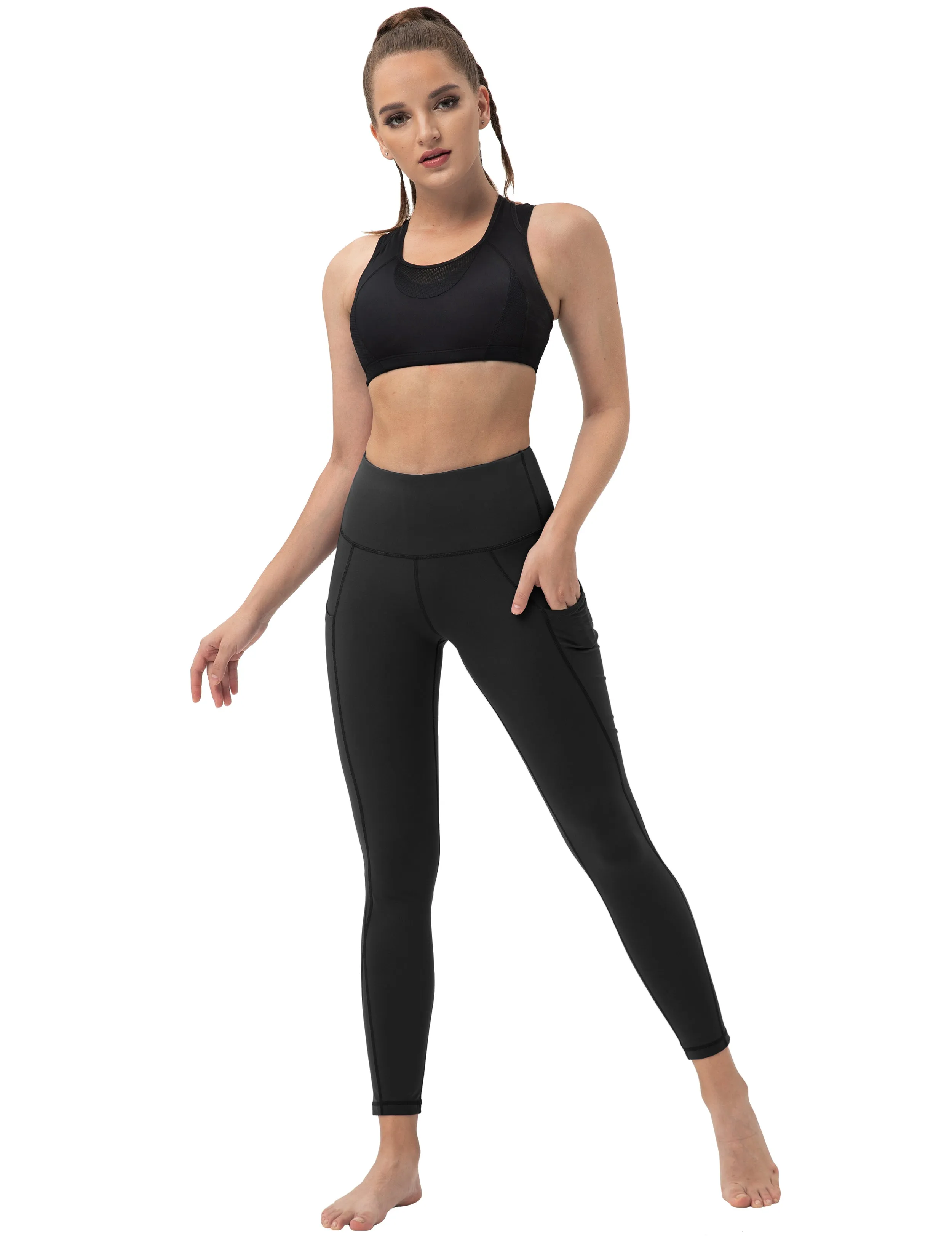 High Waist Side Pockets Yoga Pants black