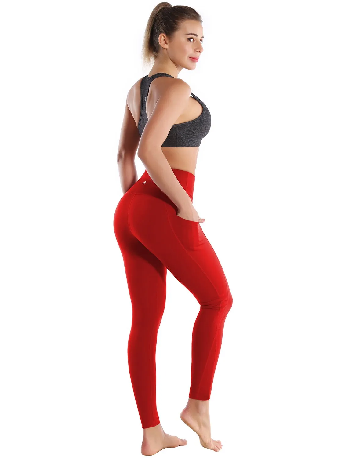 High Waist Side Pockets Yoga Pants scarlet ins