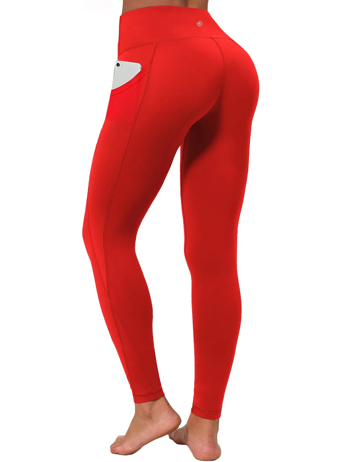 High Waist Side Pockets Yoga Pants scarlet ins