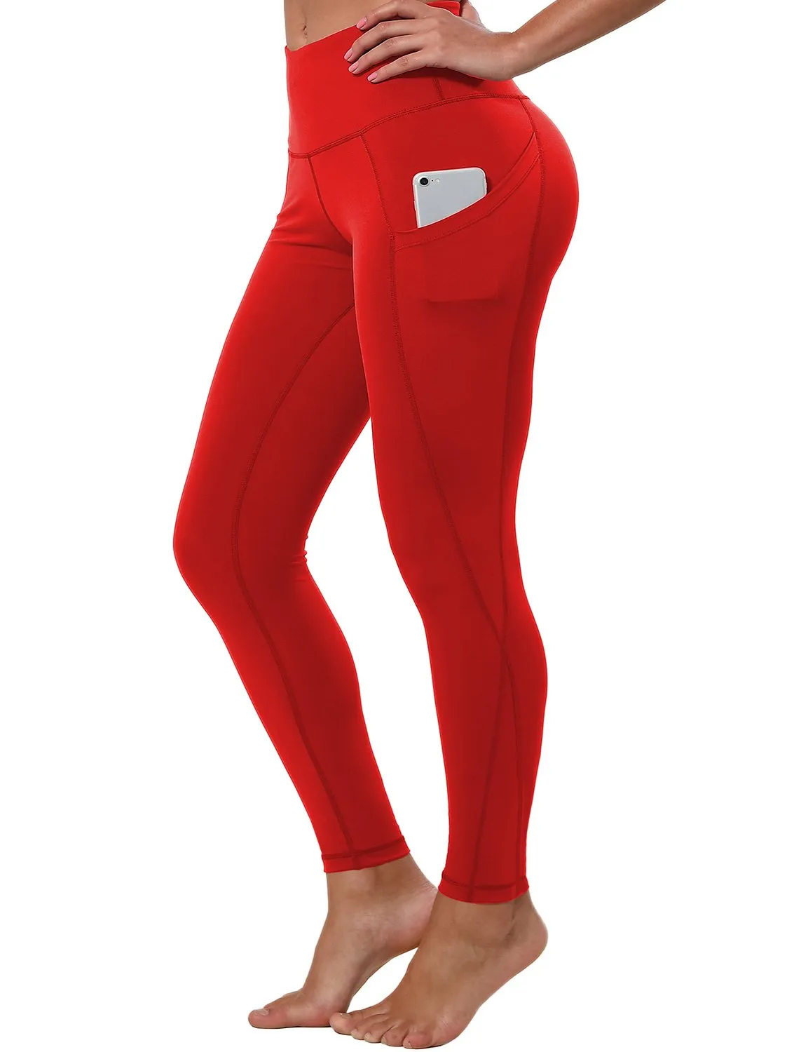 High Waist Side Pockets Yoga Pants scarlet ins