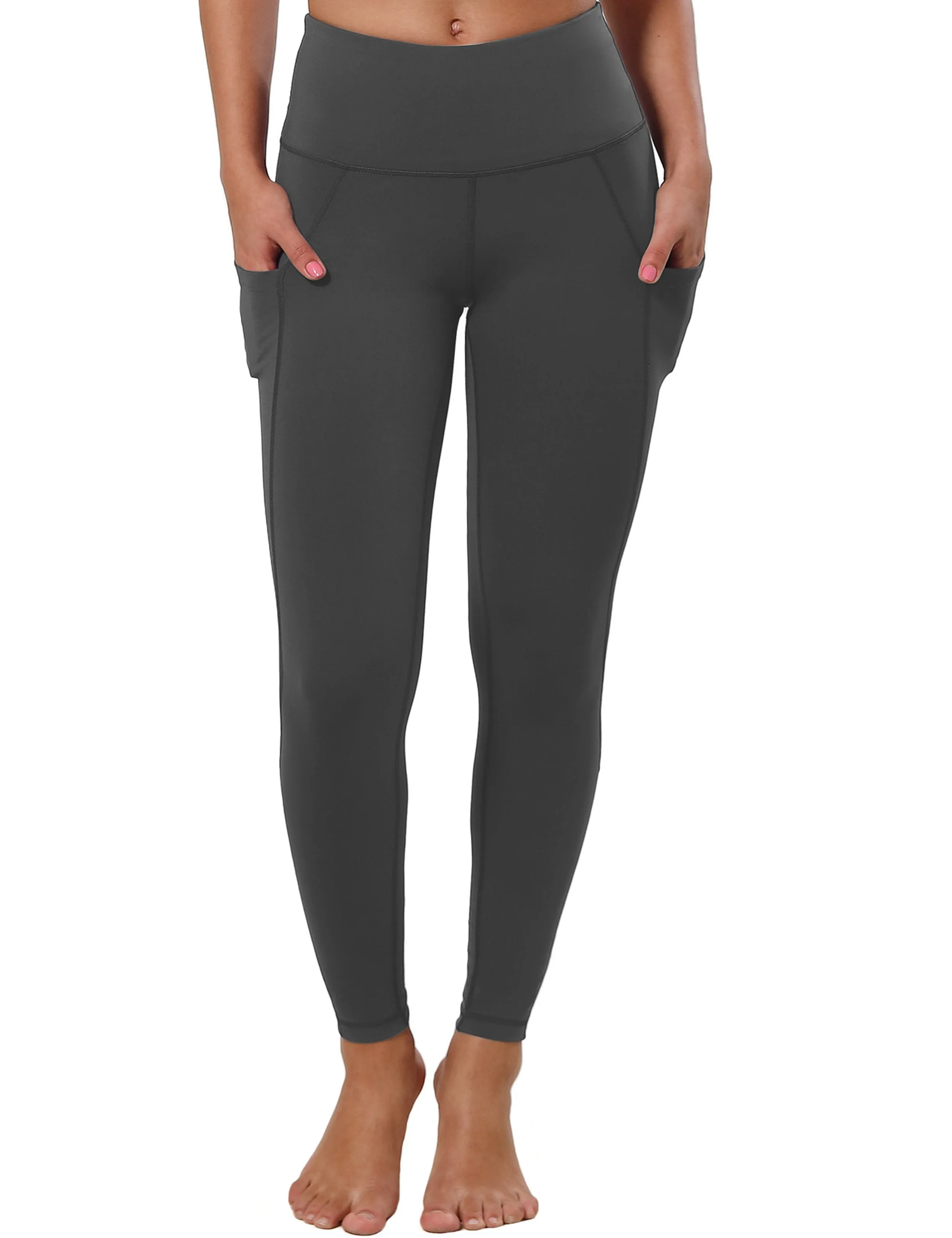 High Waist Side Pockets Yoga Pants shadowcharcoal ins