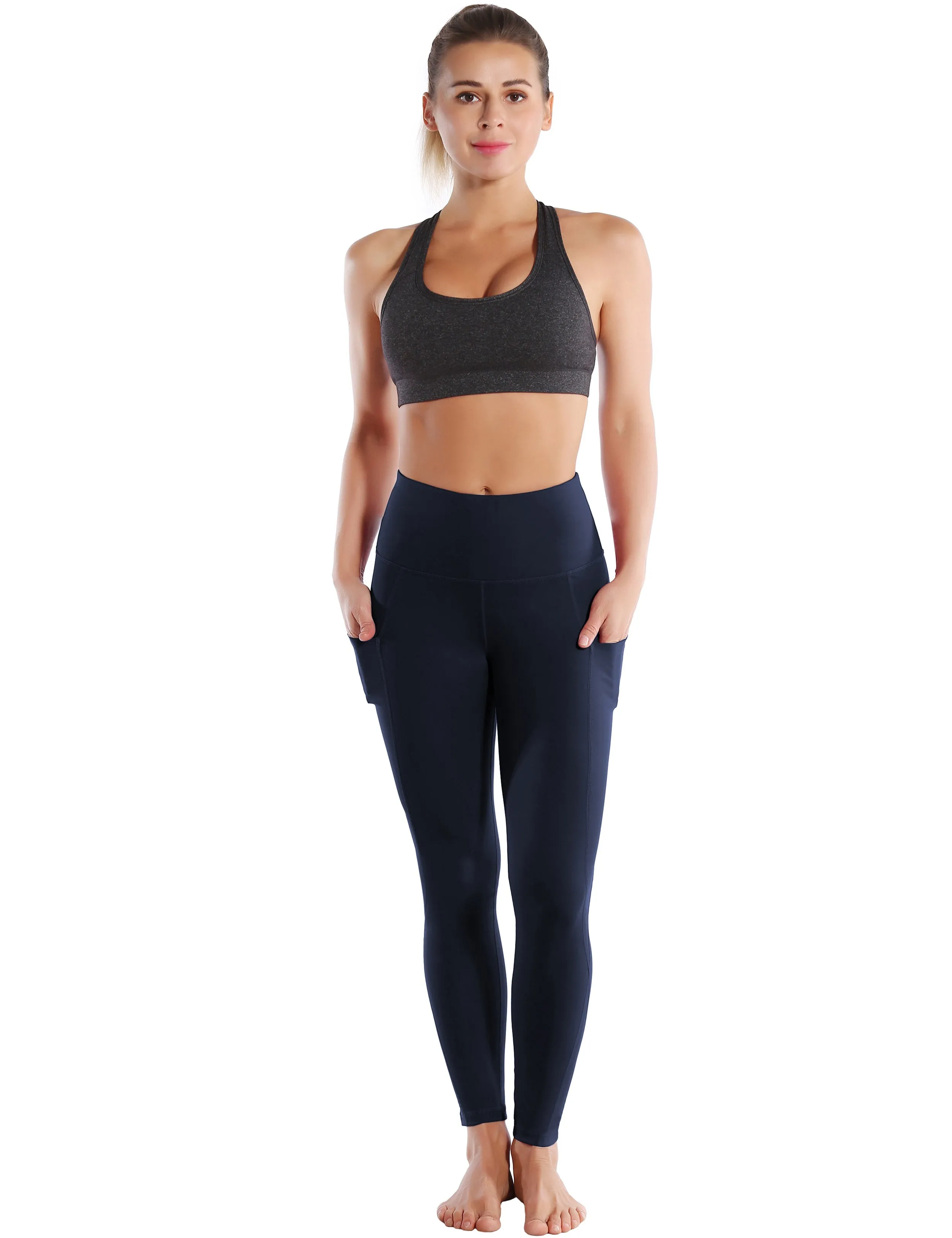 High Waist Side Pockets yogastudio Pants navyblue_yogastudio