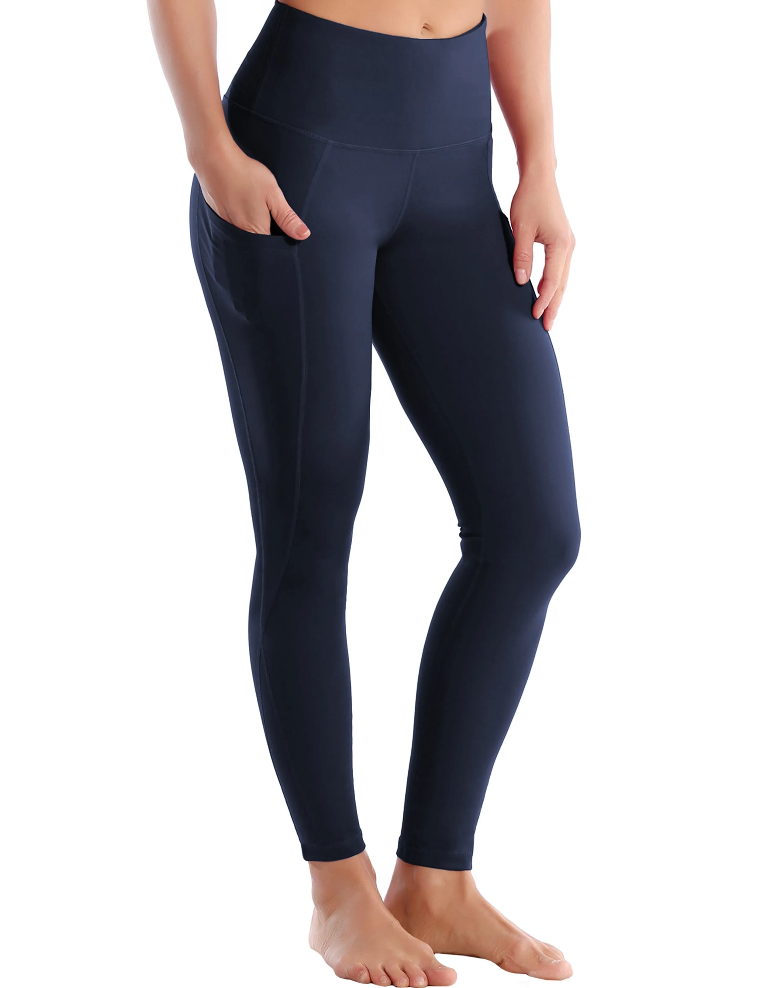 High Waist Side Pockets yogastudio Pants navyblue_yogastudio