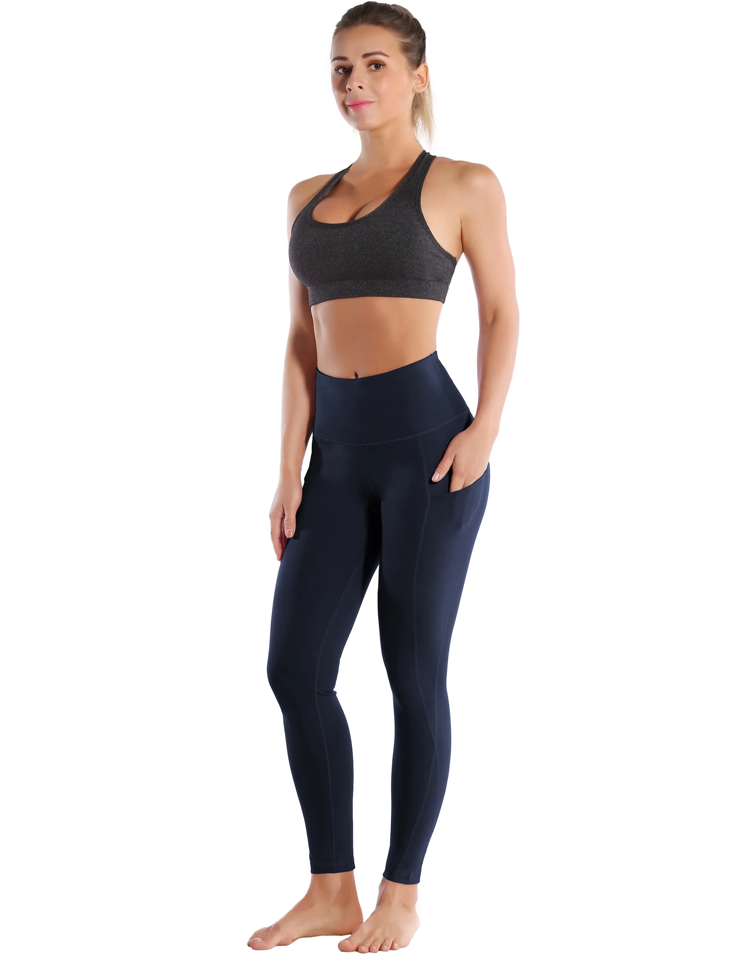 High Waist Side Pockets yogastudio Pants navyblue_yogastudio