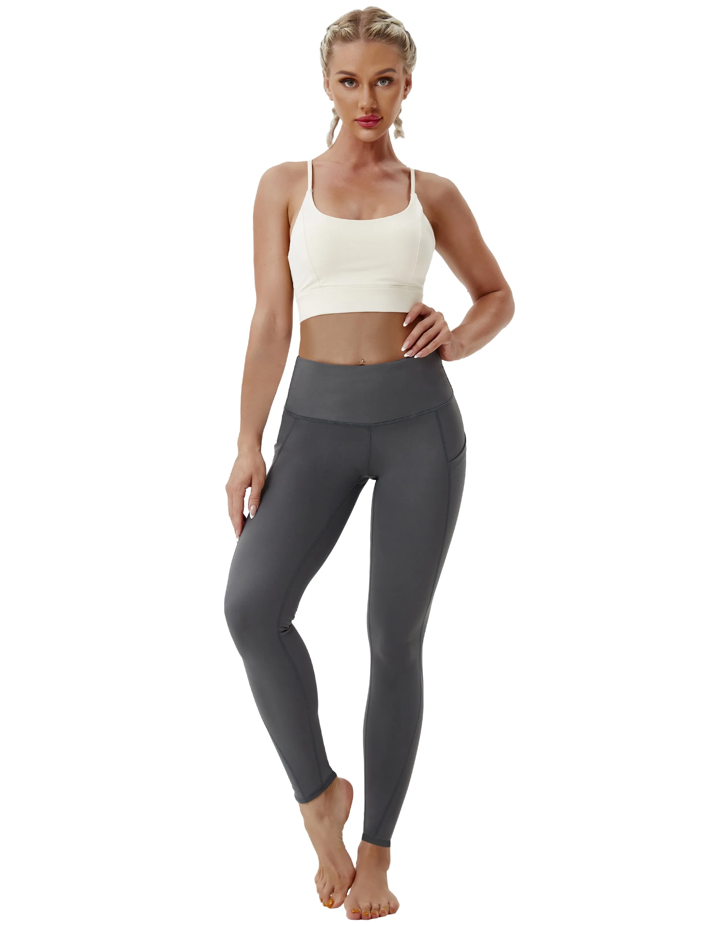 High Waist Side Pockets yogastudio Pants shadowcharcoal ins_yogastudio