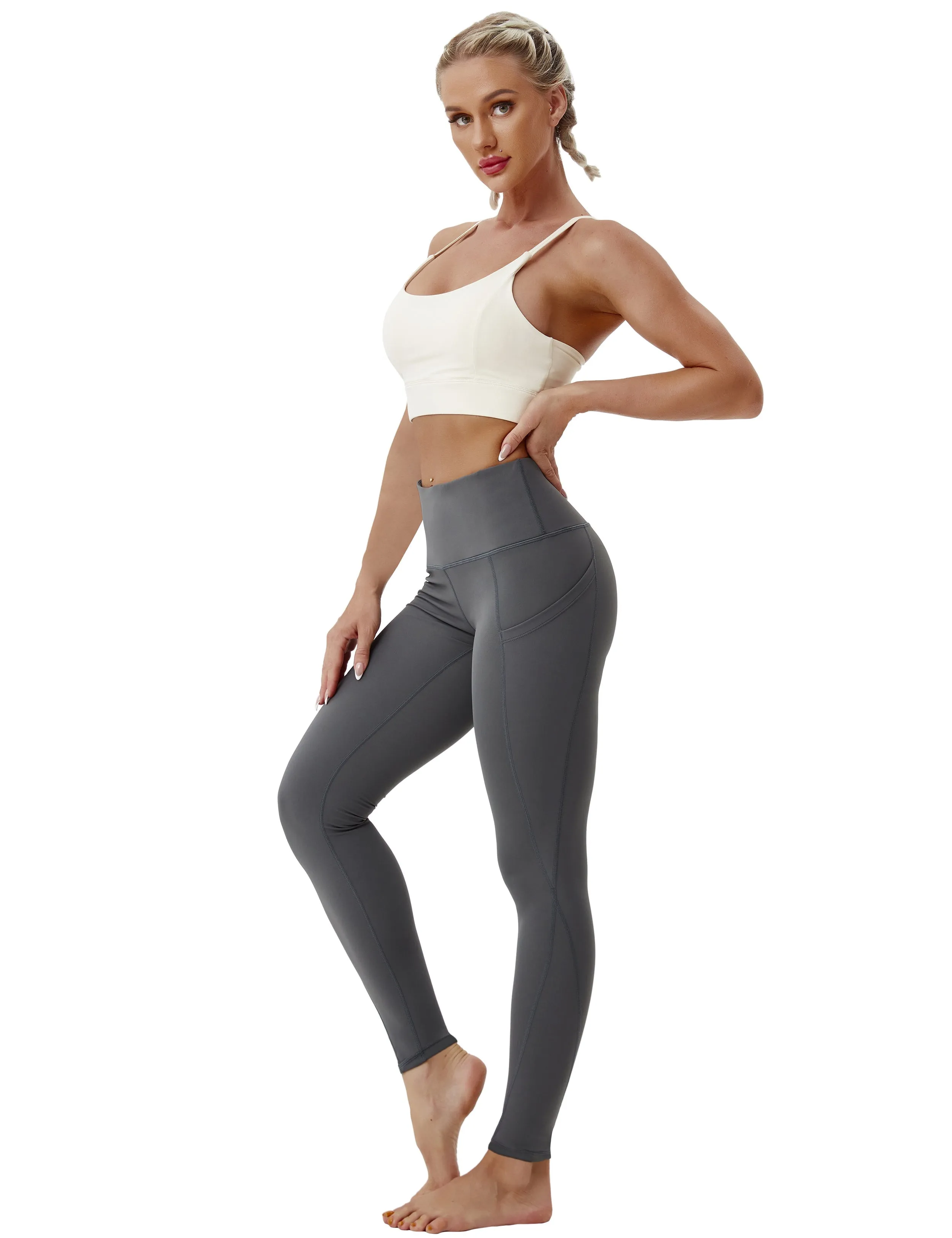 High Waist Side Pockets yogastudio Pants shadowcharcoal ins_yogastudio