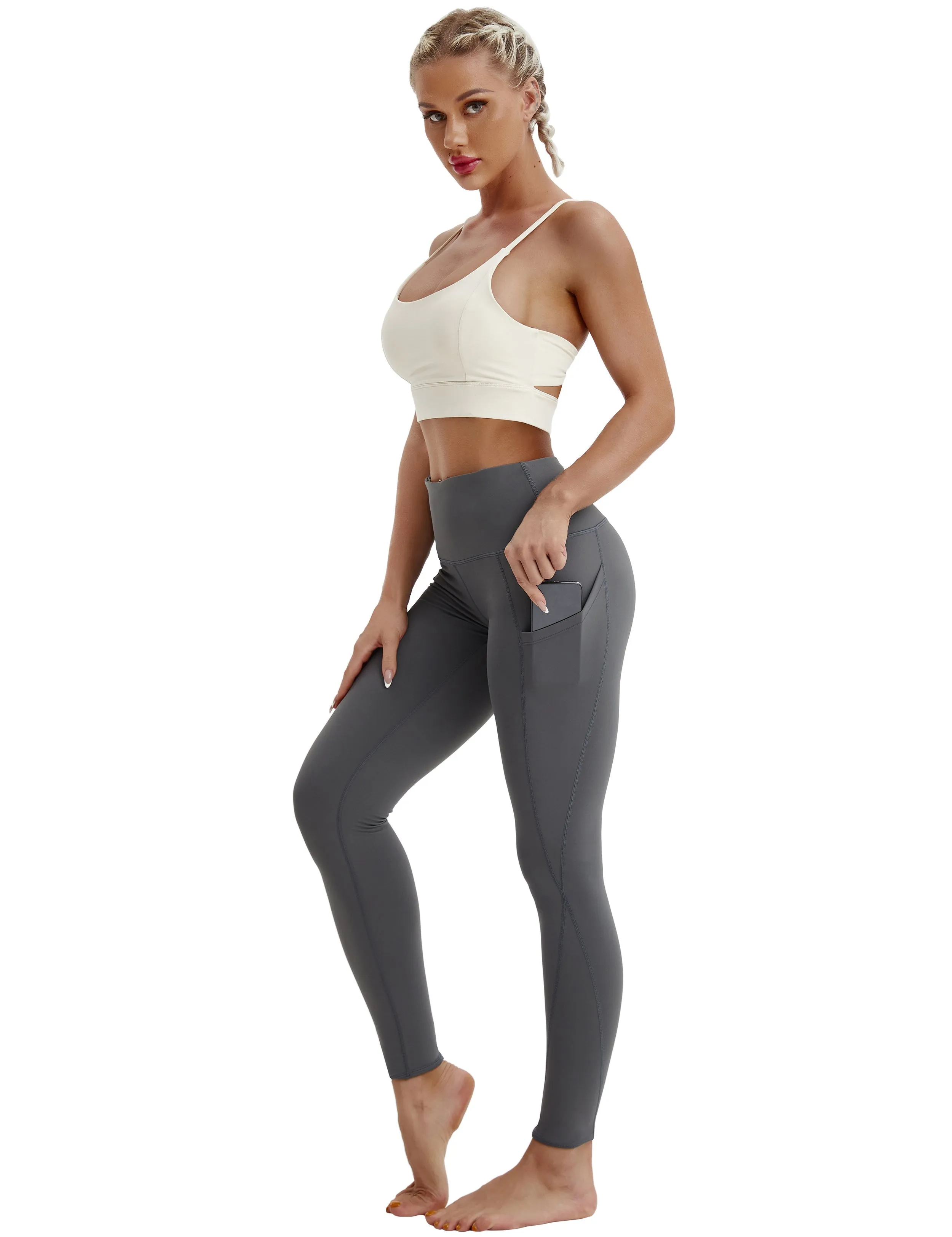 High Waist Side Pockets yogastudio Pants shadowcharcoal ins_yogastudio