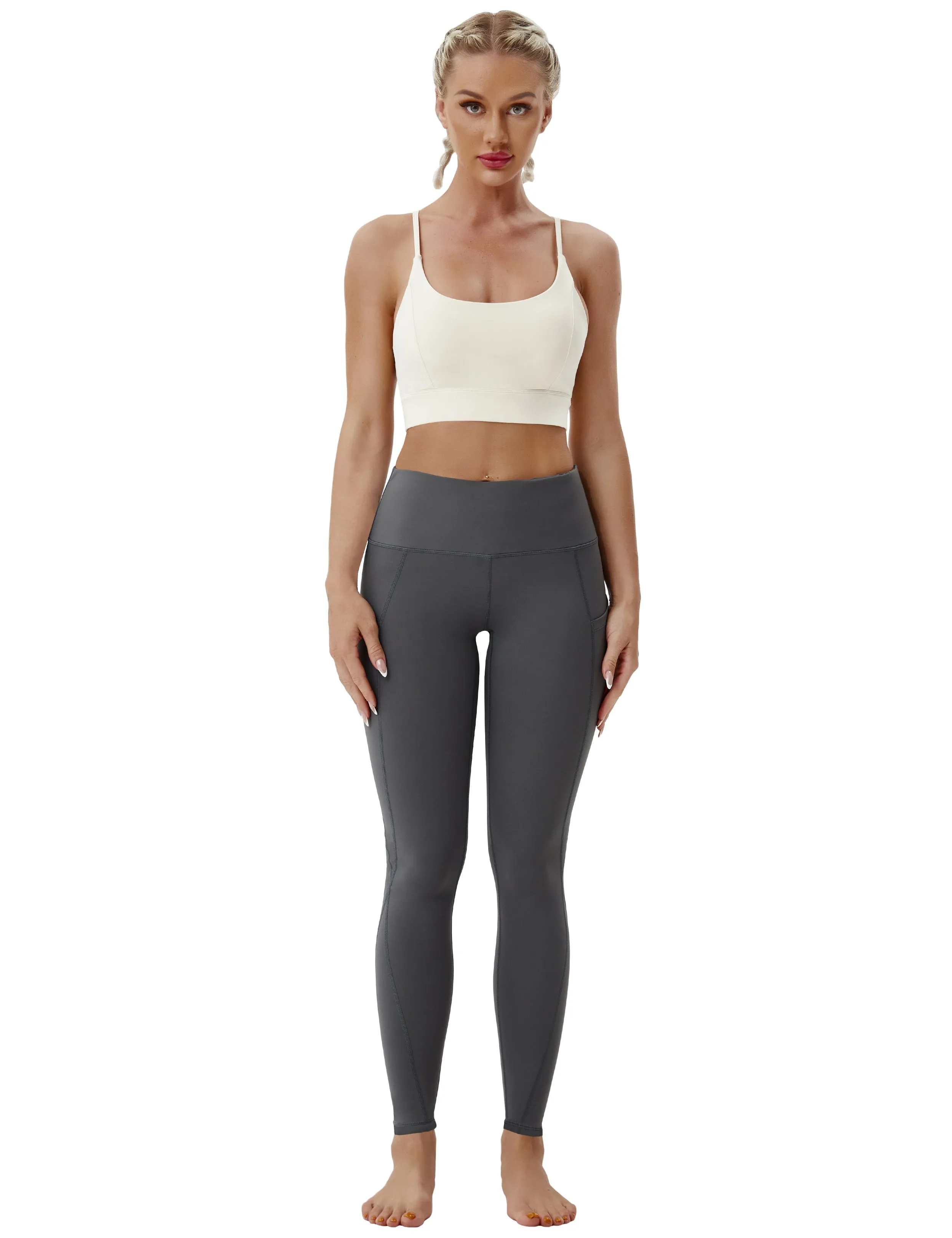 High Waist Side Pockets yogastudio Pants shadowcharcoal ins_yogastudio