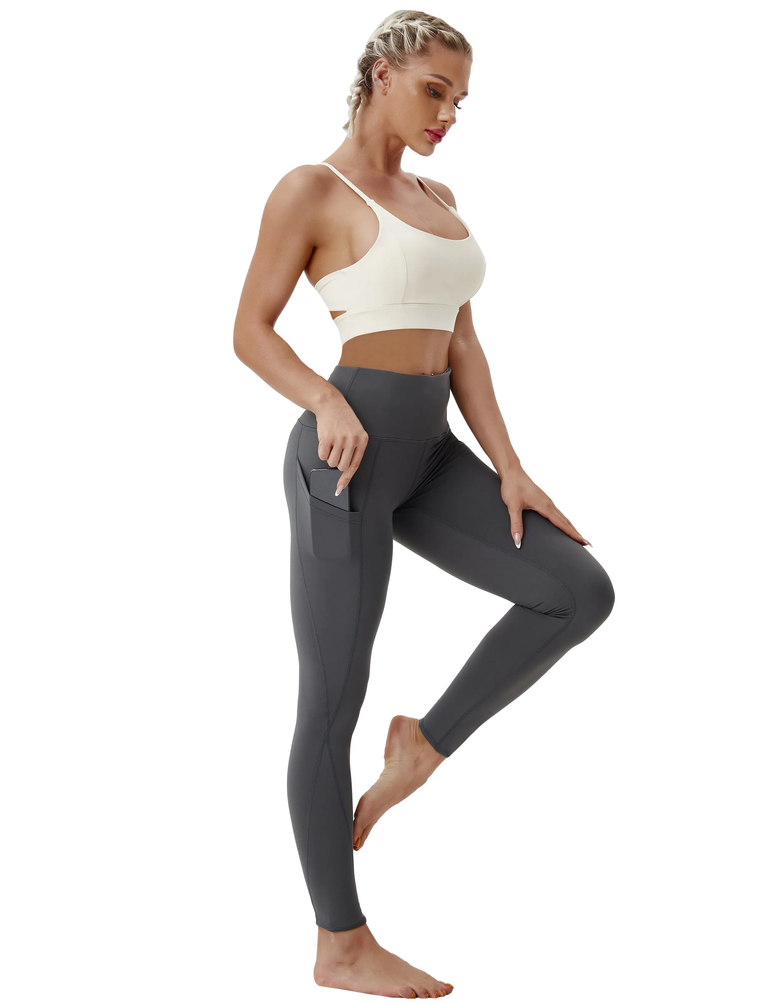 High Waist Side Pockets yogastudio Pants shadowcharcoal ins_yogastudio