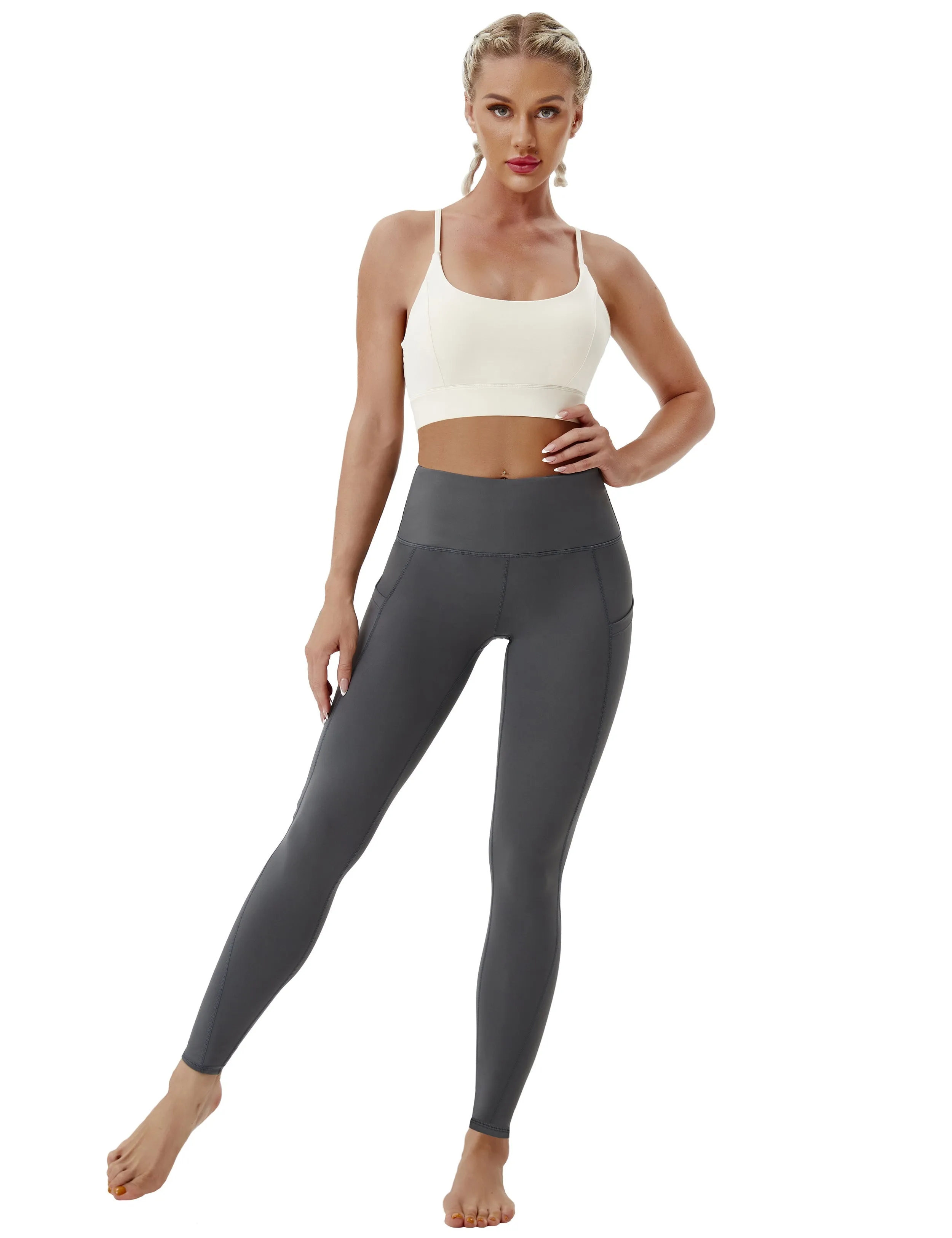 High Waist Side Pockets yogastudio Pants shadowcharcoal ins_yogastudio