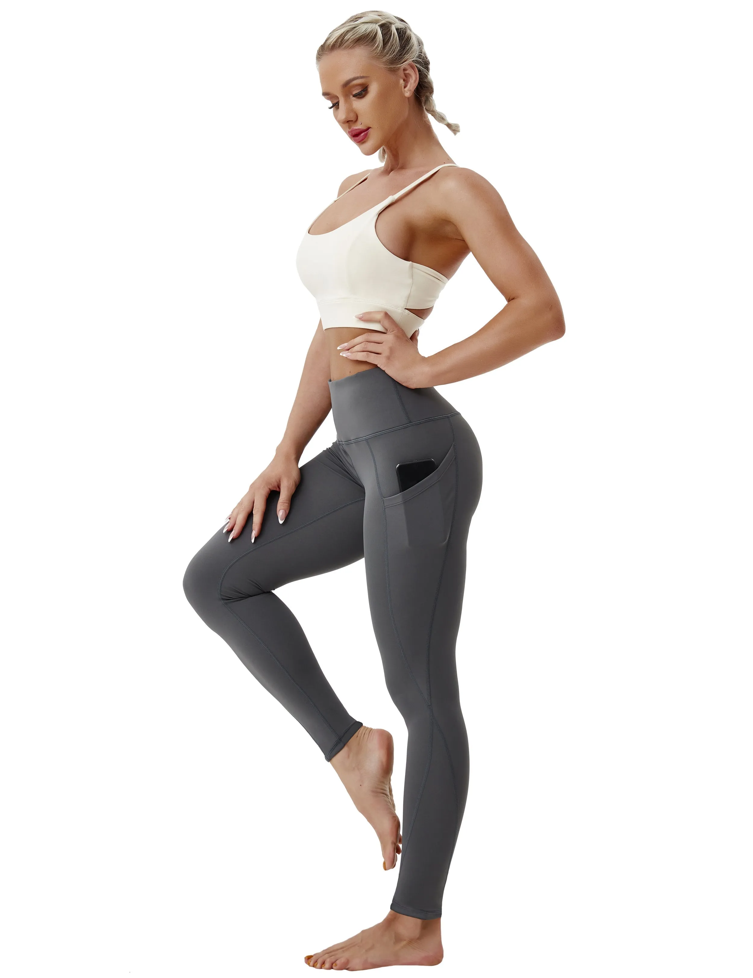 High Waist Side Pockets yogastudio Pants shadowcharcoal ins_yogastudio