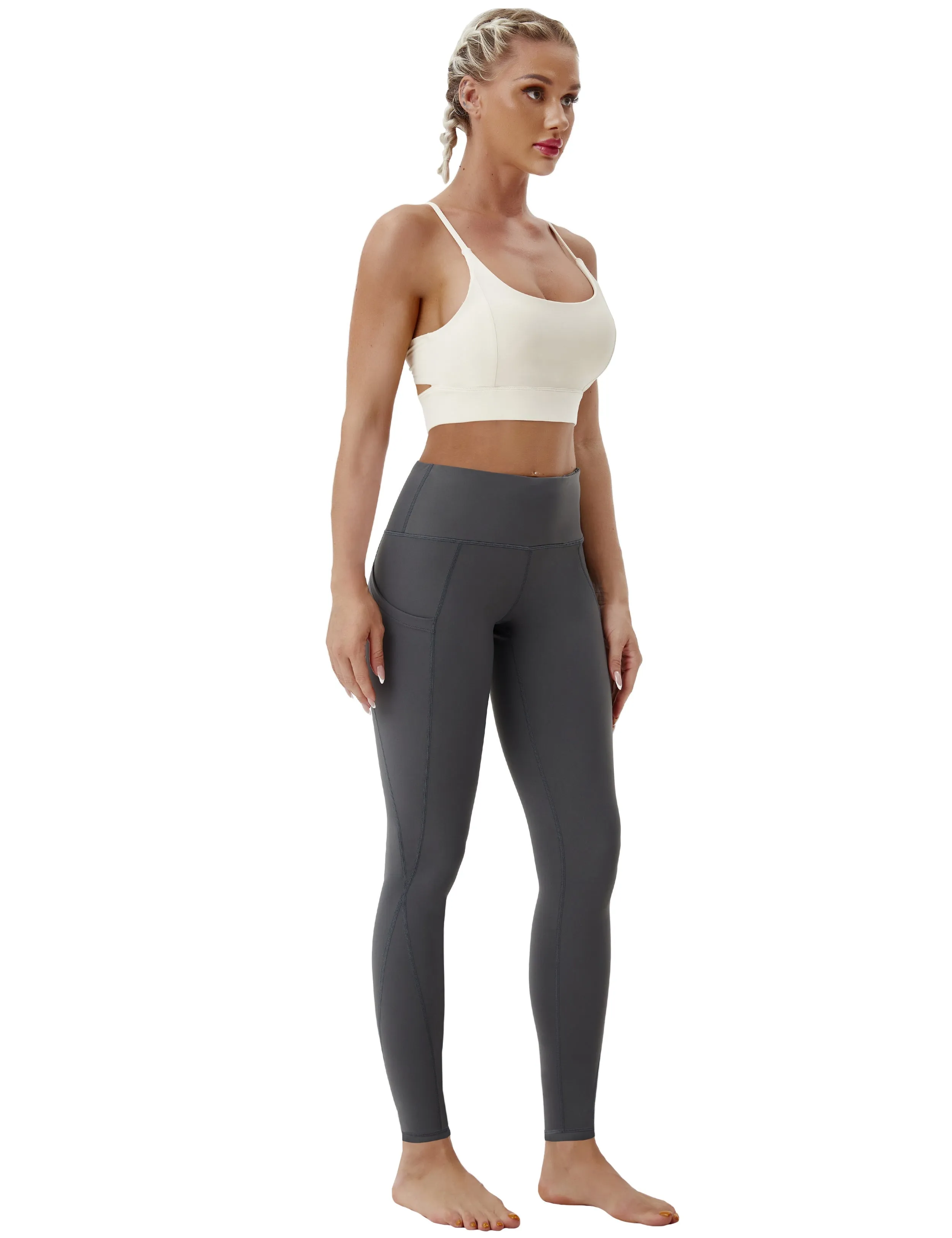 High Waist Side Pockets yogastudio Pants shadowcharcoal ins_yogastudio