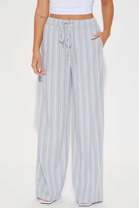 Keep It Flowing Pinstripe Wide Leg Pant - Grey